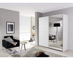 Rauch Möbel Subito Schrank Kleiderschrank Schwebetürenschrank in Weiß mit Spiegel 2-türig inkluisve Zubehörpaket Basic 2 Kleiderstangen, 2 Einlegeböden BxHxT 181 x 197 x 61 cm