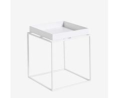 SCTIM Quadratischer kaffeetisch Einfacher moderner einzigartiger Metallwohnzimmer-Beistelltisch, 50x50x55cm,White