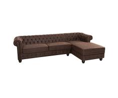 Chesterfield Ecksofa 280cm Vintage Braun Mit Knopfheftung Federkern Eckcouch