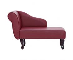 Tidyard Chaiselongue Kunstleder Récamiere Antik Lounge Sofa Couch,Gesamtabmessungen:108 x 53 x 68 cm (B x T x H),Weinrot