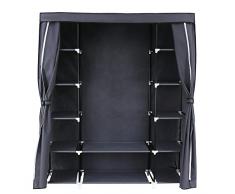 SONGMICS Faltschrank Kleiderschrank mit Schiebevorhang 175 x 150 x 45cm grau RLG45G