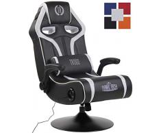 CLP Gaming Soundsessel Sonoma Kunstleder I Sessel Mit 2.1-System Für Gaming Und Musik I Drehsessel Mit Bluetooth schwarz/weiß