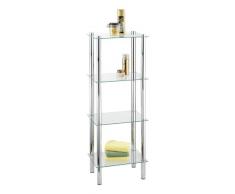 WENKO 15853100 Regal Yago viereckig mit 4 Glasablagen - Badregal, Stahl, 40 x 104 x 30 cm, Chrom