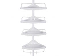 Songmics Höhenverstellbar Duschregal Badregal Duschecke Teleskopregal 85-305 cm 3 Haken 4 Ablage BCB001A