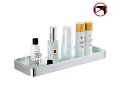 Hoomtaook Duschablage Ohne Bohren Hartglas Badregal Rechteckiges Duschcaddy Ablage Organizer Nail-Free, Kein Schaden, Selbstklebend, Space Aluminium, Rostfreier Korb Für Küche Badezimmer Zubehör