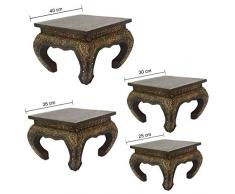 Opiumtisch mit Spiegelsteinen antik Beistelltisch Tischchen orientalisch dunkel gold 25 cm