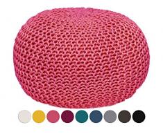 Pouf waschbar Sitzpouf Sitzpuff 100% wasserfest Sitzhocker Strickhocker Bodenkissen Sitzgelegenheit Grobstrick-Optik Ø 55 x 37 cm EXTRAGROSS Farbe pink - Rosebloom