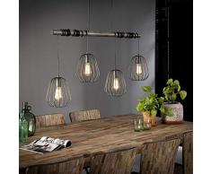famlights Pendelleuchte Madeleine aus Metall, Silber, 4x E27, Industrie Design | Vintage Pendellampe Wohnzimmer, Esszimmer | Designerleuchte Hängeleuchte | Industrial Esszimmerlampe Esszimmerleuchte