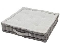 Alphadeco Sitzkissen Uni aus 100% Baumwolle (170g/m2) - 45x45x10cm - Bodenkissen, Stuhlkissen, Sitzerhöhung (Hellgrau Zigzag)
