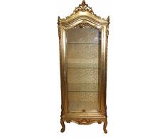 Casa Padrino Barock Vitrine Gold H 200 cm, B 70 cm, Tiefe 45 cm - Vitrinenschrank - Wohnzimmerschrank