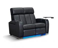 Zinea Kinosessel Action - 2 Sitzer Loveseat - Echtleder, elektrisch verstellbar, LED Becherhalter, Ambientebeleuchtung, Kinosofa, Kinositz - Sofort Lieferbar