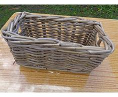 Rattan Regal Aufbewahrungskorb, Rattan, Grau, Small Len 30cm x W 16cm x H 16cm