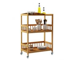 sogesfurniture Bambus Rollwagen Küchenwagen Servierwagen mit 3 Ablage und Rollen, mobiler Allzweckwagen Beistellwagen für Küche, Flur, Bad, Balkon, KS-ZC05-BH