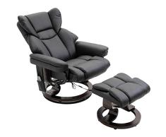 HOMCOM Massagesessel mit Fußhocker Relaxsessel Heizfunktion 135°-Neigung PU Schwarz 79 x 82 x 101 cm