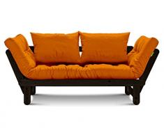 EDOFUTON Futonsofa Beat mit Futon Comfort Plus 80x200 cm (Orange/Kiefer wenge lackiert)
