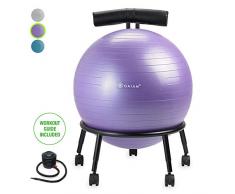 gaiam Custom-Fit Balance Ball Chair - Exercise Stability Ball Adjustable Desk Chair for Home or Office with 55cm Yoga Ball, Air Pump, Exercise Guide and Satisfaction Guarantee, Purple