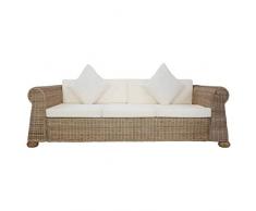 Tidyard Sofa 3-Sitzer mit Polstern Couch Rattansofa Loungesofa Sitzmöbel Wohnzimmersofa Wohnmöbel Büromöbel Rattanmöbel Designersofa Natürliches Rattan
