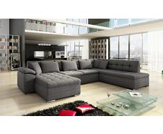 Mirjan24 Eckcouch Ecksofa Niko Bis! Design Sofa Couch! mit Schlaffunktion und Bettkasten! U-Sofa Große Farbauswahl! Wohnlandschaft vom Hersteller (Ecksofa Links, Majorka 03)