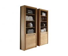 trendteam Wohnzimmer Vitrine Regal Standregal Zino, 68 x 203 x 37 cm in Korpus Kernbuche Dekor, Front Kernbuche Massiv mit zwei offenen Fächer