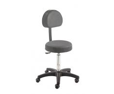 Prova Nova GmbH Roll- und Drehhocker Comfort Swing 4411, Sitzhöhe ca. 54-73 cm, Rundsitz mit Rückenteil, Rollen/Bodengleiter:weiche Radbandage, Polsterdekor:Dekor schwarz