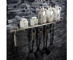MAXIAOQIN 304 Edelstahl Drahtzieherei Küche und WC-Rack Küche Hardware-Anhänger Haken Regalwand kein Loch hängen (Color : L40CM X 4hook)