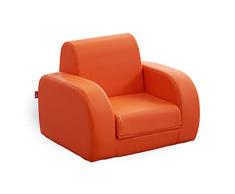 VBARV Kinder Ledersofa Stuhl, Kinder Armlehne Stuhl, mit Holzrahmen und PVC-Oberfläche, kann sitzen und liegen und schlafen, kompaktes Design, leicht zu reinigen, perfekt für 1 bis 4 Jahre alt