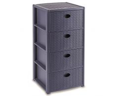 Siehe Beschreibung Schubladenschrank mit 4 Schubladen in Rattanoptik Navy Schrank Schubladenkommode Rattan Möbel Aufbewahrung Kunststoff