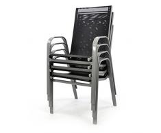Gartenstuhl 4er Set Stapelstuhl Stapelsessel Hochlehner anthrazit schwarz Terrasse