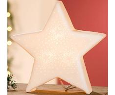Gilde Porzellan Lampe in Sternform | Moderne Deko Tischlampe ideal für das Wohnzimmer oder Kinderzimmer | Tischleuchte
