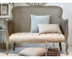 Chic Antique Neu französisches Sofa Chippendale Geflecht Leinen Holz Leinensofa Vintagesofa Vintage Shabby Chic Gründerzeit Jugendstil Sessel