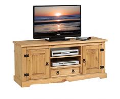 IDIMEX Mexiko TV Lowboard im Mexico Möbel Stil, Kiefer massiv, Landhausstil, Rack Fernsehtisch Schrank Fernsehschrank Bank Sideboard Tisch