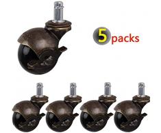 HSTFⓇ 5 Rollen für Bürostuhl 50mm 2 Vorbau M11 Kugelschwenkrollen für Möbel 60 kg pro Rad leise Nylon Universal Vintage Räder für Babybett Tischsofa