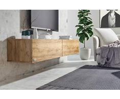 Wuun® 180cm/ Front Eiche (Korpus Eiche)/8 Größen/6 Farben/TV Lowboard TV Board hängend Hängeschrank Wohnwand/Somero