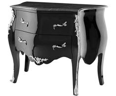 Casa Padrino Barock Kommode mit 2 Schubladen und Marmorplatte Hochglanzschwarz/Silber/Schwarz 100 x 53 x H. 85 cm Möbel im Barockstil