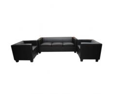 Mendler 3-1-1 Sofagarnitur Couchgarnitur Loungesofa Lille Leder ~ schwarz