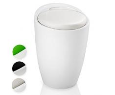 TecTake Sitzhocker Badhocker rund | ABS Kunststoff | mit Stauraum und Sitzkissen - Diverse Farben - (Weiß Weiß | Nr. 402077-3)