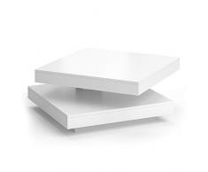 Vicco Couchtisch Elias 360° drehbar 78 x 78 x 34 cm Wohnzimmertisch Tisch (Weiß)