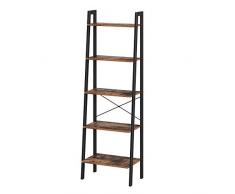 VASAGLE Vintage Standregale, Bücherregal mit 5 Ablagen, mit Metallrahmen, einfache Montage, fürs Wohnzimmer, Schlafzimmer, Küche, 56 x 172 x 34 cm (B x H x T) LLS45X, 5-stöckig