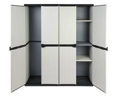 Vorteilspack: 2 robuste Kunststoff Spindschränke in hellem Grau. Jeder Schrank mit Maß: 68 x 39,5 x 168 cm. TOPP!