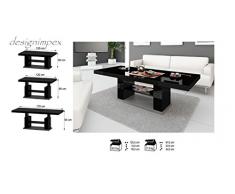 Design Couchtisch HN-777 Schwarz - Grau Hochglanz höhenverstellbar ausziehbar Tisch