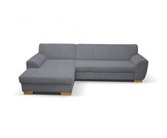 DOMO collection Ferro Ecksofa/Eckcouch L-Form, Federkern Eck Sofa mit Holzfüßen, grau, 278/155/77 cm