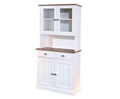 Inter Link FSC Landhausstil Buffet Vitrine mit 4 Türen 2 Schubladen Massivholz weiß sepia braun Esszimmer Küche