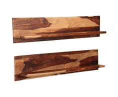 Festnight Wandregale 2 STK. | Rustikal Schweberegal | Holz Wandboard | Wand Holzregal | Hängeregal | Sheesham Massivholz 118 x 26 x 20 cm