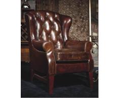 Phoenixarts Chesterfield Vintage Ledersessel Braun Schwarz Echtleder Ohrensessel Design Clubsessel Lounge Sessel (braun)