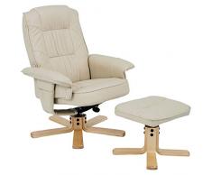 IDIMEX Relaxsessel mit Hocker Charly, Fernsehsessel, Drehsessel, Polstersessel, Sessel in beige Creme weiß