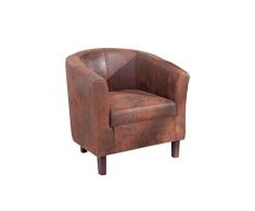 Licht-Erlebnisse Eleganter Cocktailsessel Ernie 74 x 74 x 70 cm Microfaser in Braun Kolonialstil Sessel Wohnzimmer