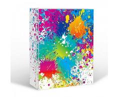 BANJADO Medizinschrank groß abschließbar / Arzneischrank 35x46x15cm / Medikamentenschrank aus Metall weiß mit Motiv Farbspritzer