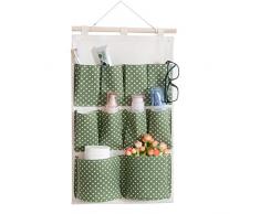 E EBETA Hängeorganizer Tür Wand Organizer Utensilientasche Hängende Aufbewahrungstasche für Eingang Garderobe Badezimmer (Dunkelgrün-Punkte, 10 Fächer)