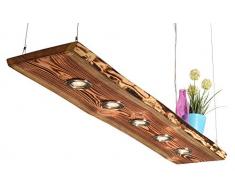 Blockholz-Schmiede rustikale Pendellampe LED Leuchte - Friesen Leuchten - Deckenlampe für Esszimmer und Wohnzimmer - Hängelampe 5W Warmweiß, Größe: 120cm 5 LEDs