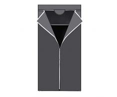 SONGMICS Stoffschrank, Kleiderschrank, Faltschrank mit Kleiderstange, Kleiderständer, Aufbewahrung für Taschen, Spielzeug, Schuhe, Schlafzimmer, Ankleidezimmer, 75 x 45 x 160 cm, grau RYG83GY